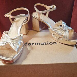 Reformation Maize Platform Sandal - Gold, sz 6.5
